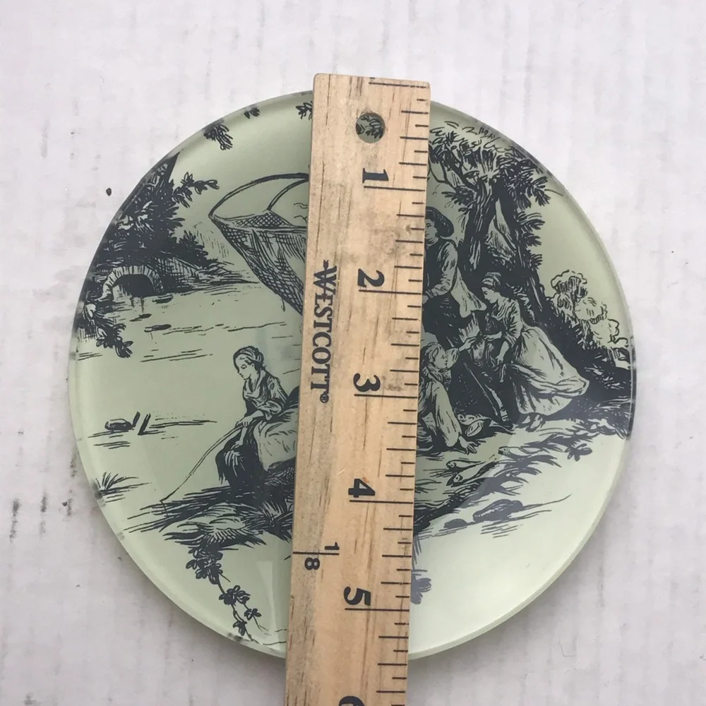 NWT - VINTAGE OLD NAVY SUPPLY CO. Glass Victorian Family Fishing Trinket Dish
